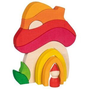 NWT Goki Wooden Mushroom Gnome House